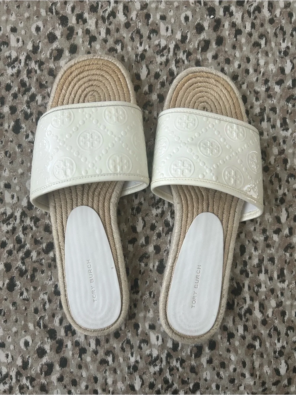 Tory Burch Gardenia White Slide Sandals Espadrille